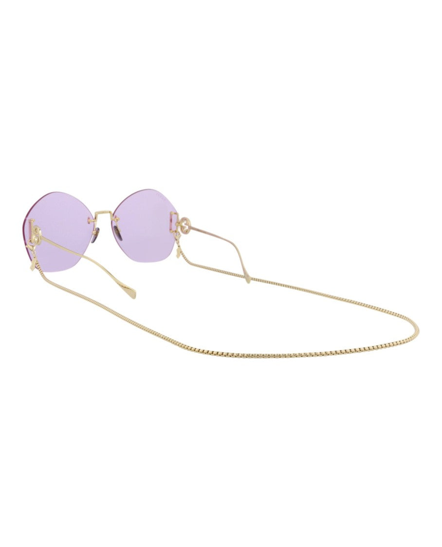 Gucci Round-Frame Metal Sunglasses With Lavender Lenses