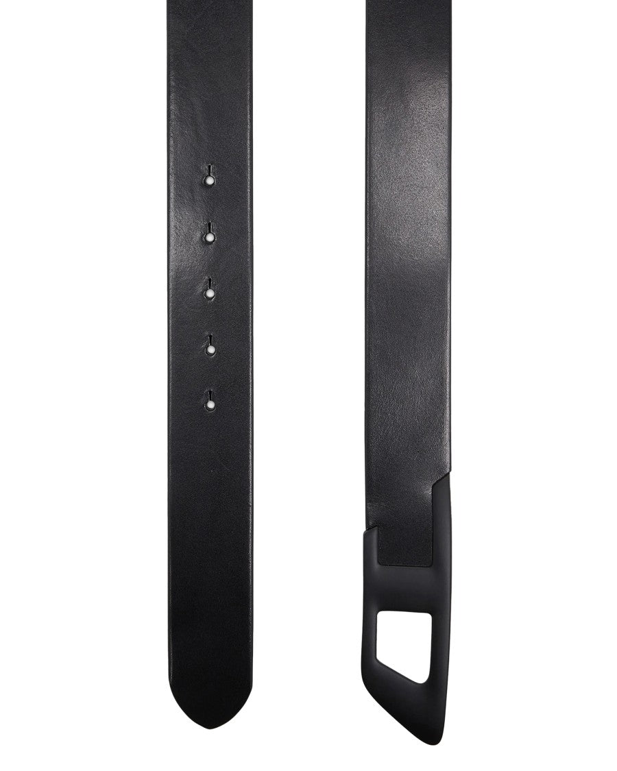 Diesel Black Leather Belt With Iconic D Logo Buckle