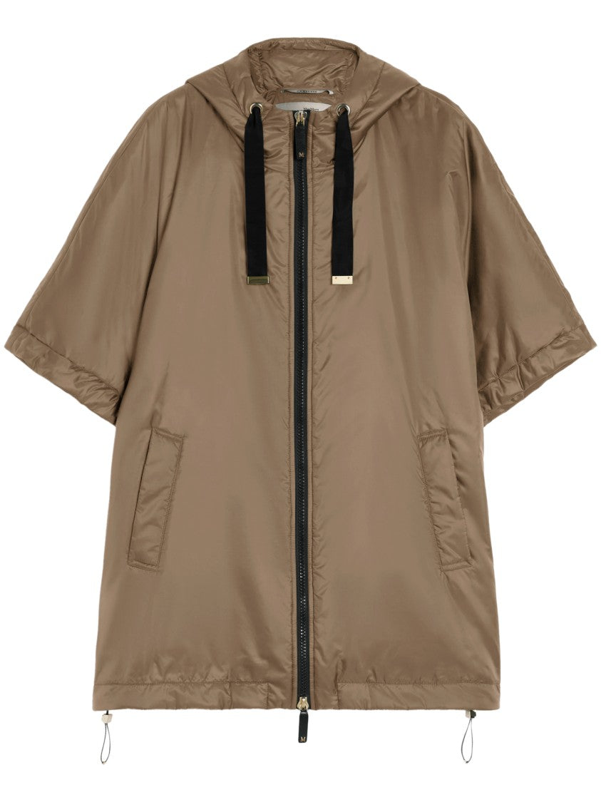 Max Mara Relaxed Brown Jacket With Hood And Smooth Finish