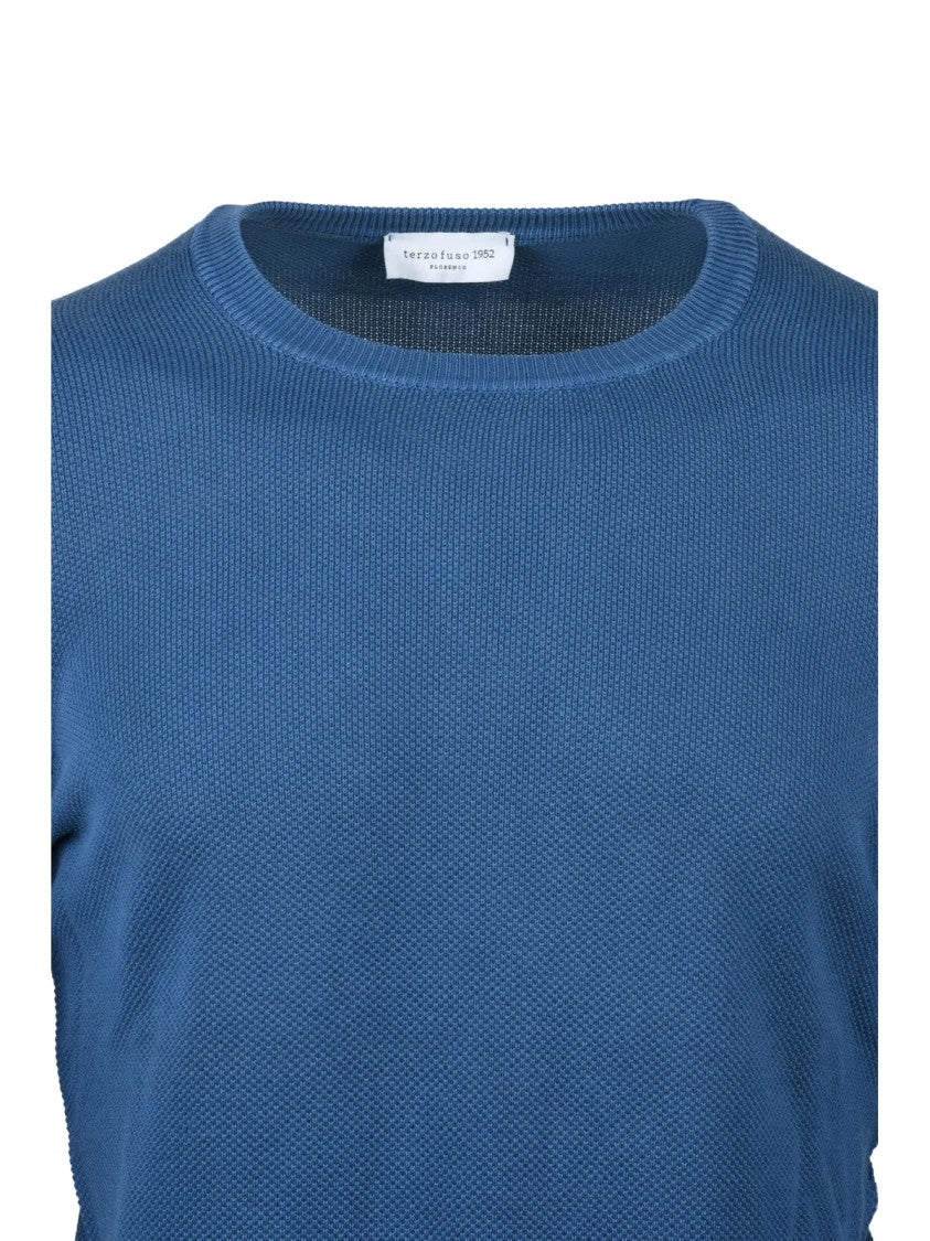 Terzo Fuso 1952 Blue Fine-Knit Cotton Sweater