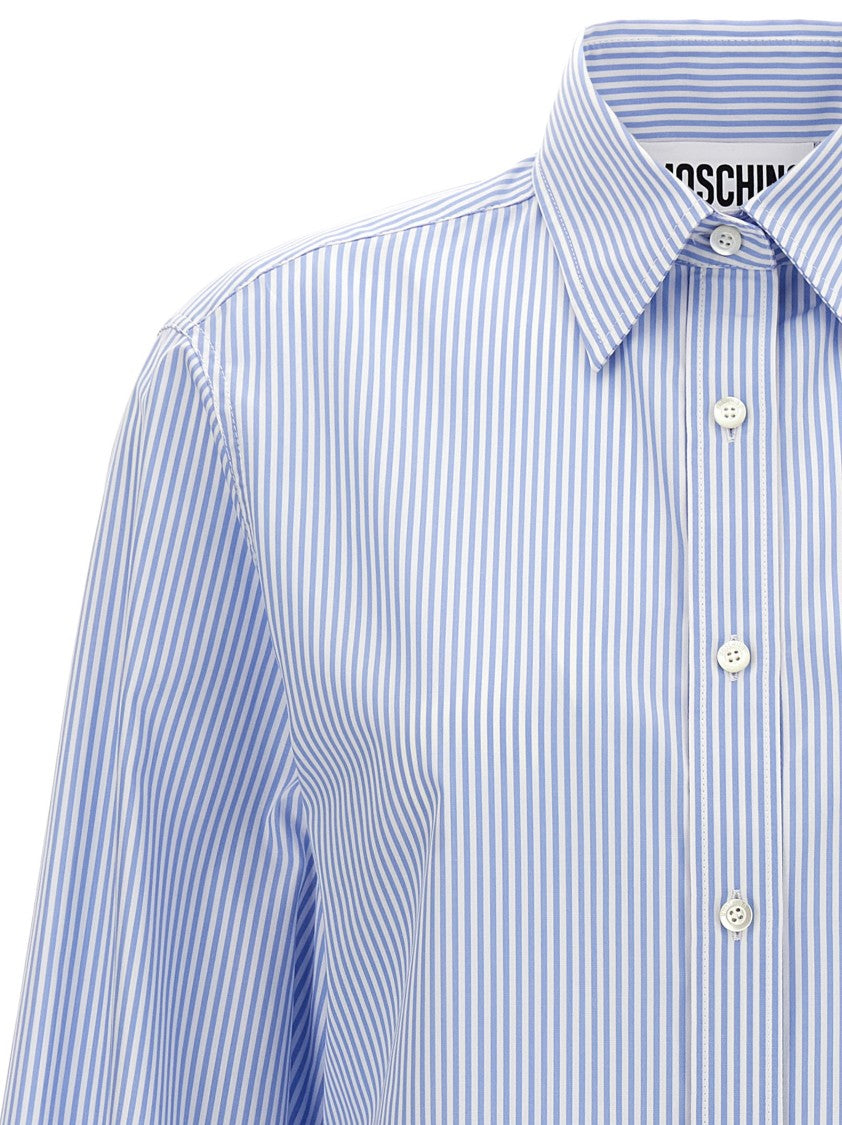 Moschino Embroidered Striped Cotton Poplin Shirt