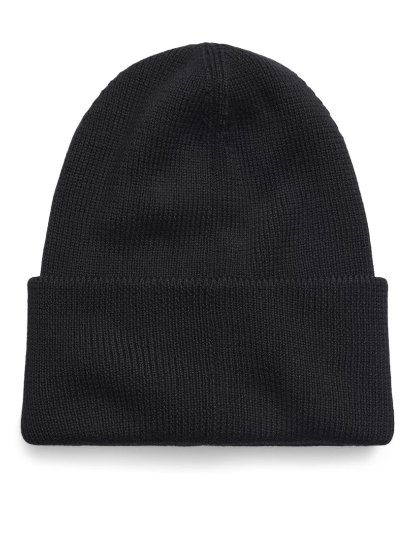 Canada Goose Black Ribbed Knit Toque With Folded Cuff