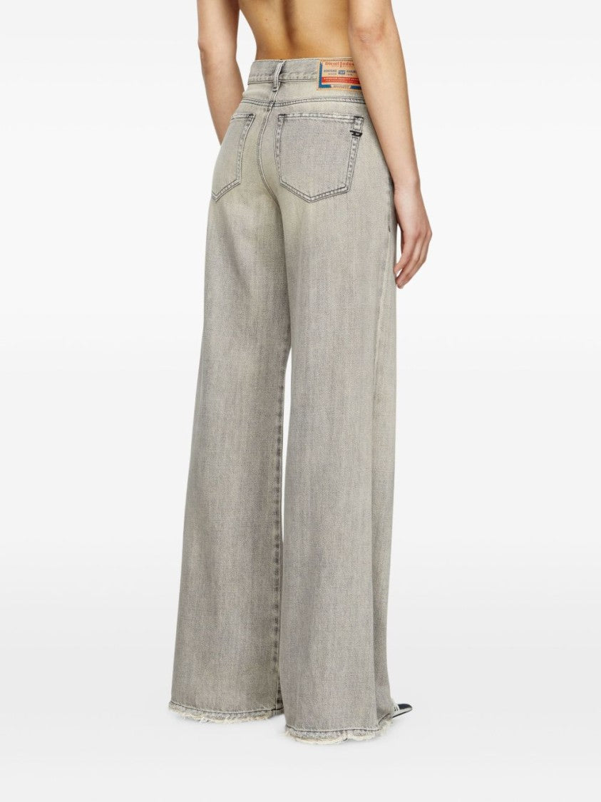 Diesel High-Waisted Wide-Leg Jeans With Faded Finish