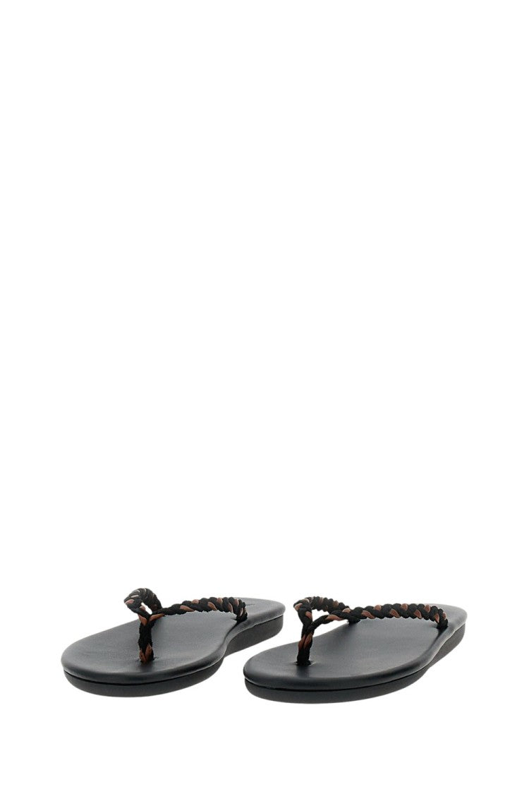 Ancient Greek Sandals Black Saionara Leather Thong Sandals
