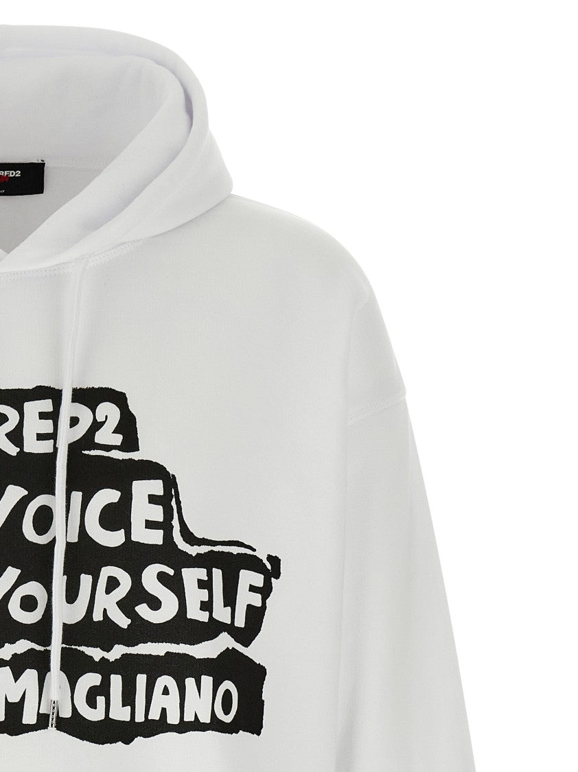 Dsquared2 Fleece Cotton Hoodie With Bold Graphic Print