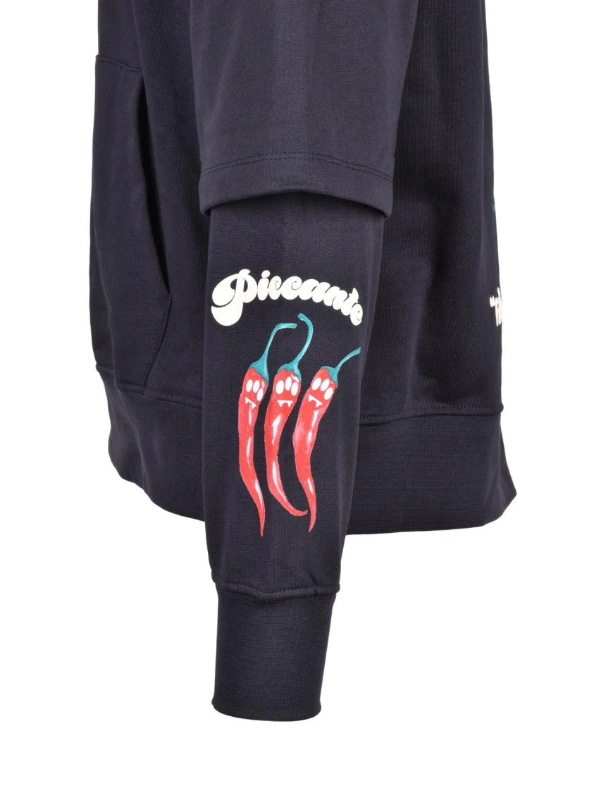 Barrow Blue Cotton Graphic Hoodie