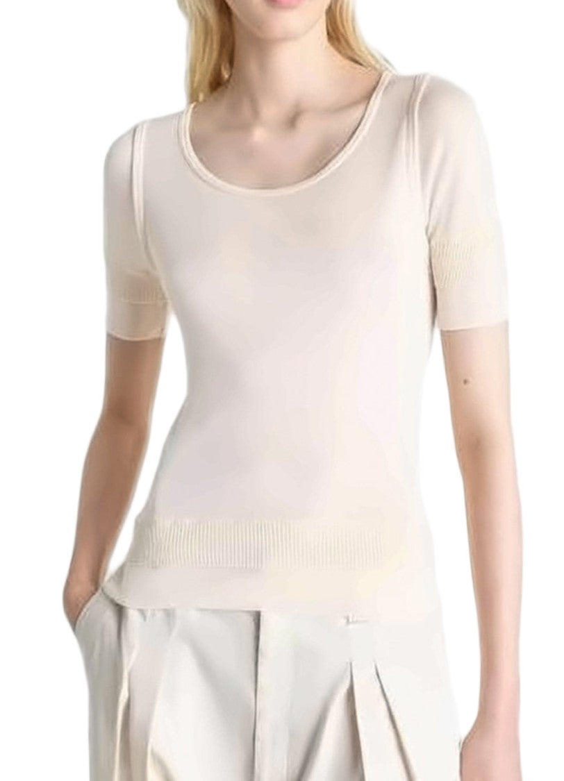 Lemaire Short-Sleeved Knit Top With Scoop Neckline