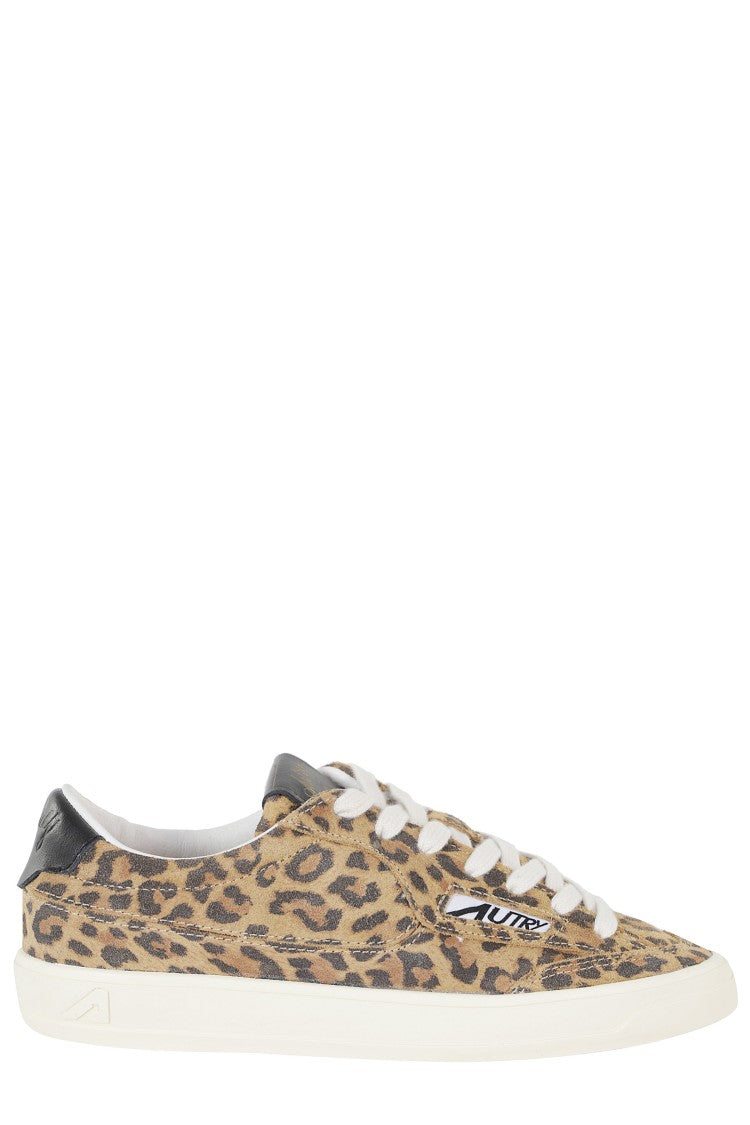 Autry Brown Windscape Low Leopard-Print Canvas Sneakers