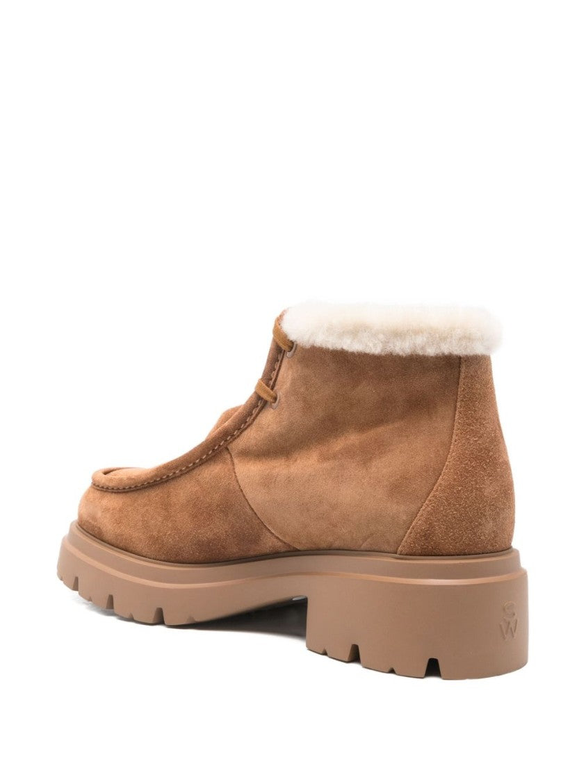 Stuart Weitzman Moccasin-Style Ankle Boot In Soft Chestnut Suede