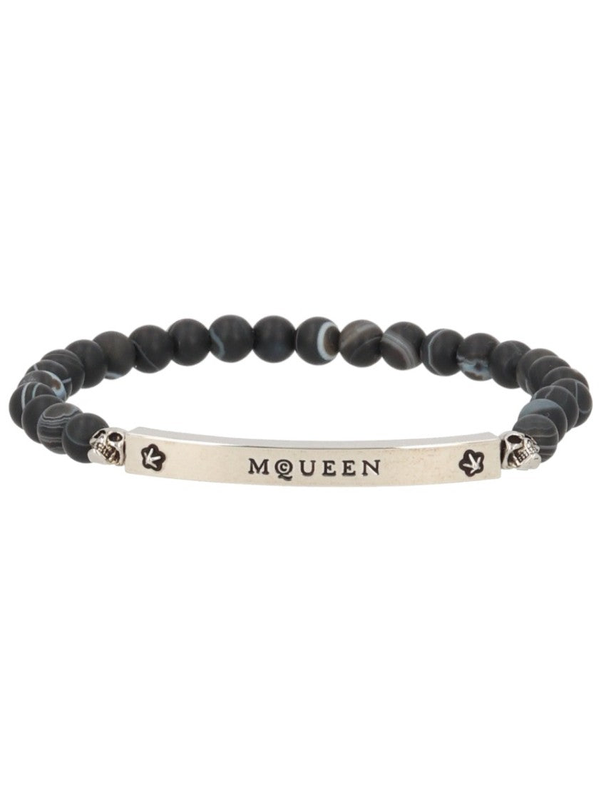 Alexander Mcqueen Dark Rich Agate Bead Bracelet