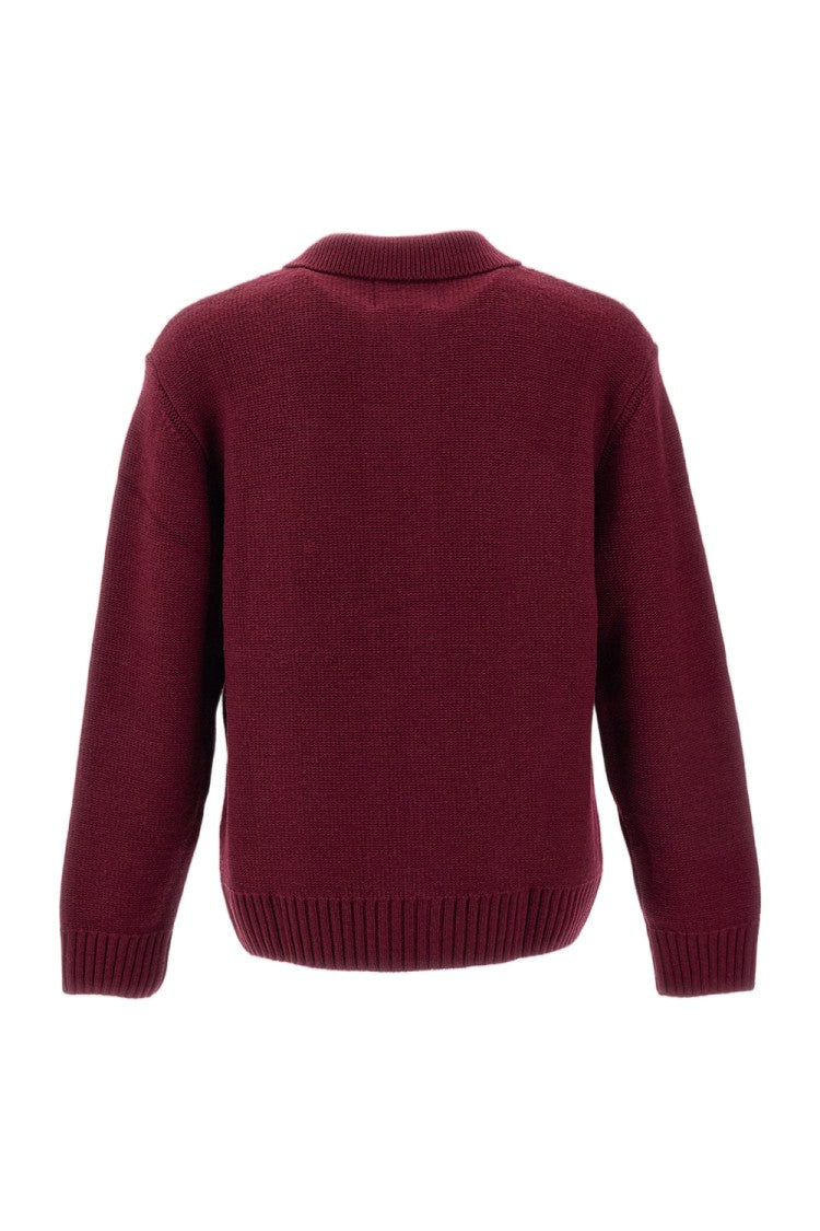 Arte Antwerp Red Energy Wool-Blend Point Collar Zip-Through Knit