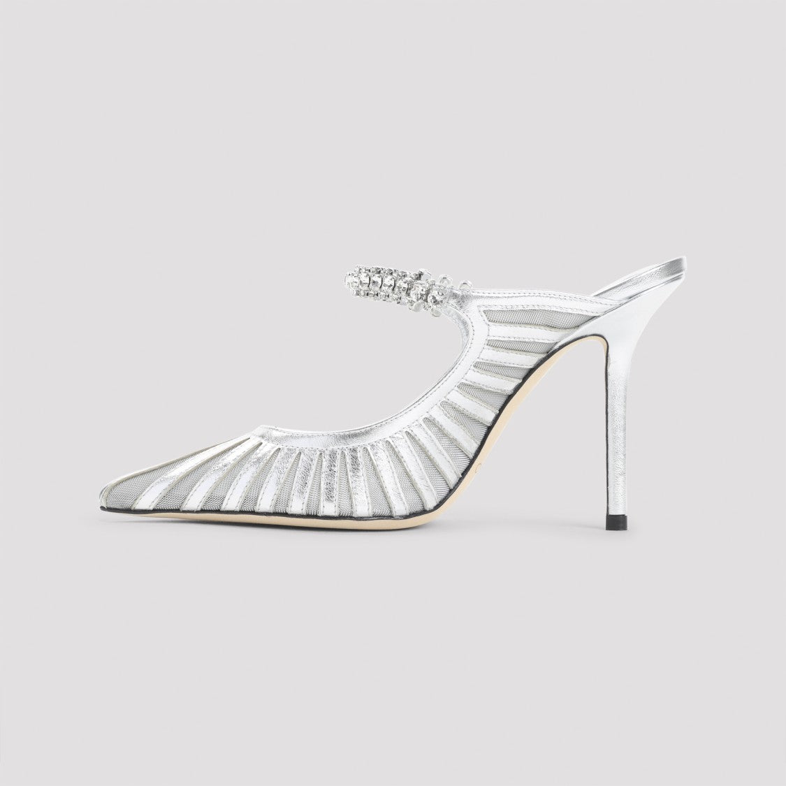 Jimmy Choo Metallic Leather Pumps With Crystal-Embellished Strap