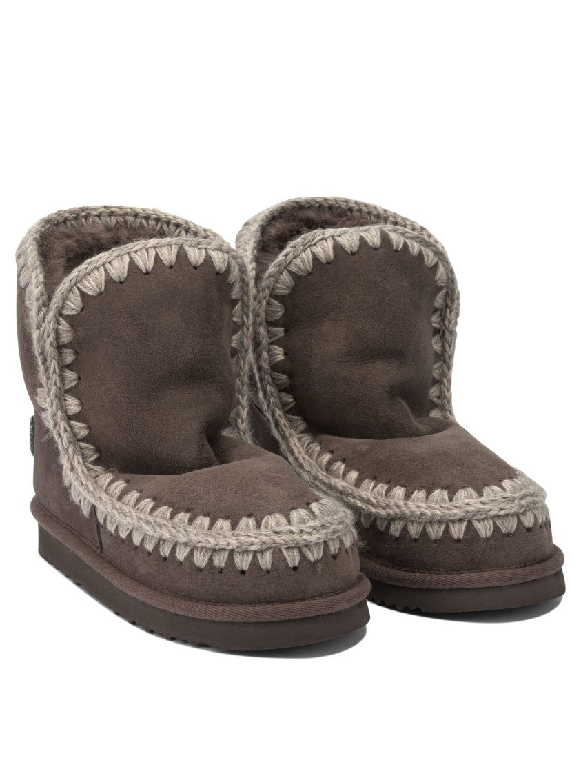 Mou Textured Sheepskin Ankle Boots