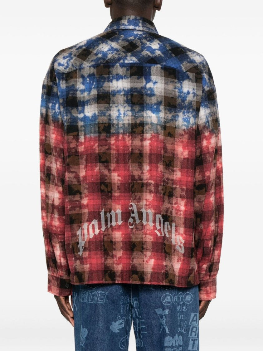 Palm Angels Stylish Checkered Casual Shirt With Gradient Effect