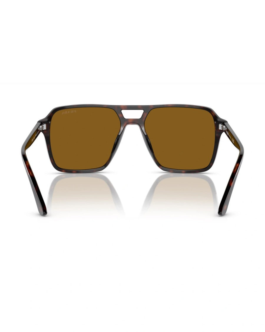 Prada Havana Patterned Angular Sunglasses With Brown Lenses