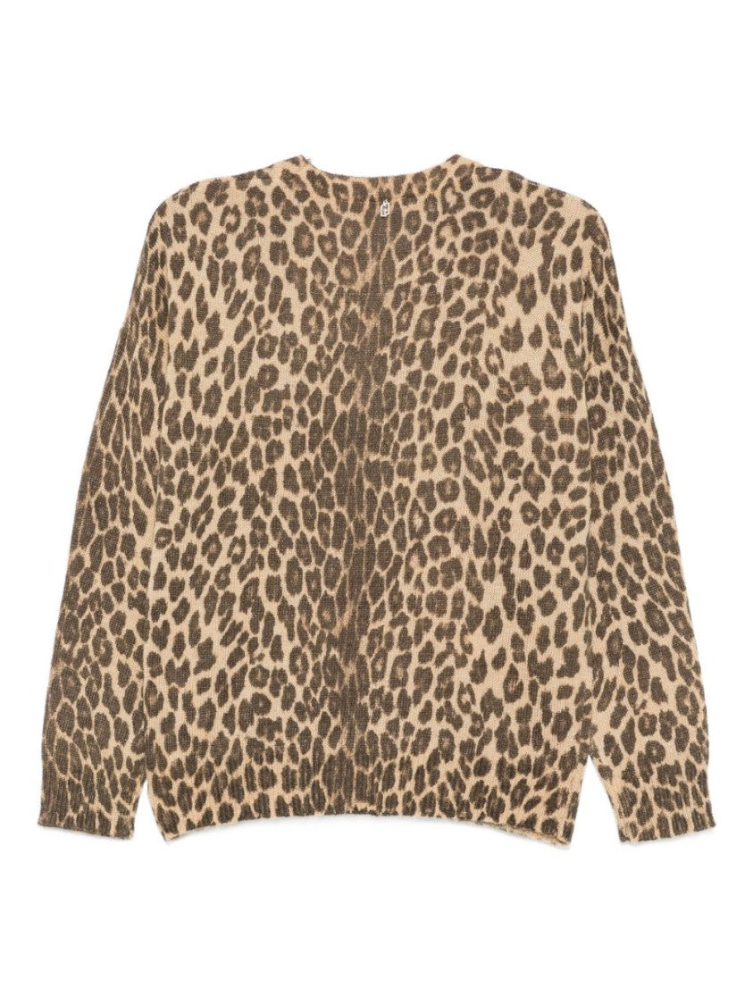 Liu Jo Leopard Print Knit Sweater With Relaxed Fit