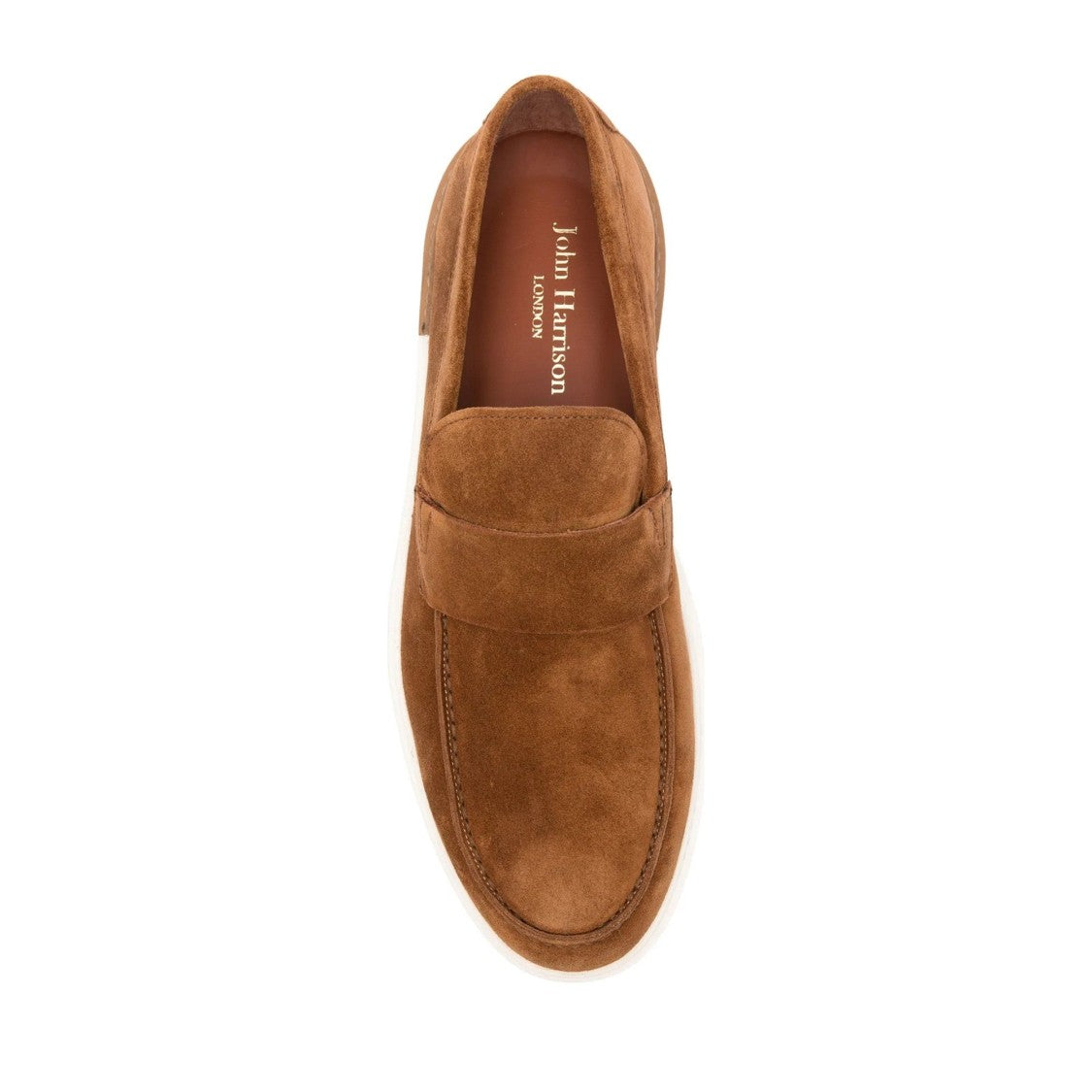 John Harrison Brown Suede Penny Strap Rubber Sole Loafers