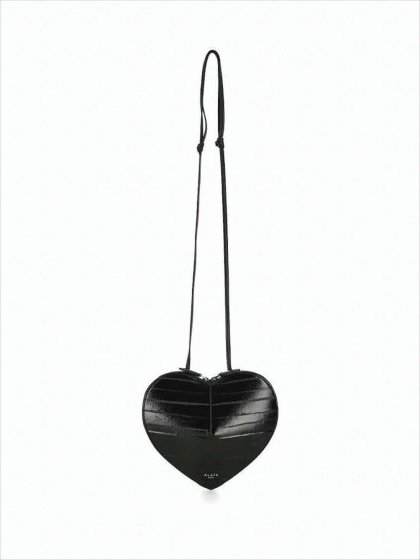 Alaïa Heart-Shaped Glossy Leather Shoulder Bag With Quilted Pattern