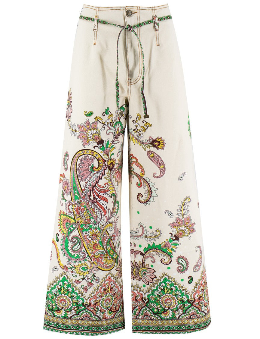 Etro Wide Leg Jeans With High Waist And Paisley Print