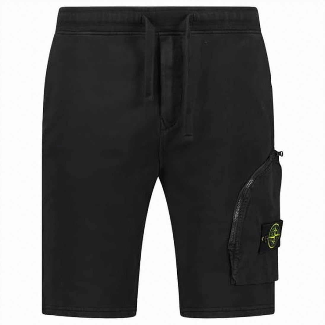 Stone Island Knee-Length Black Shorts With Drawstring