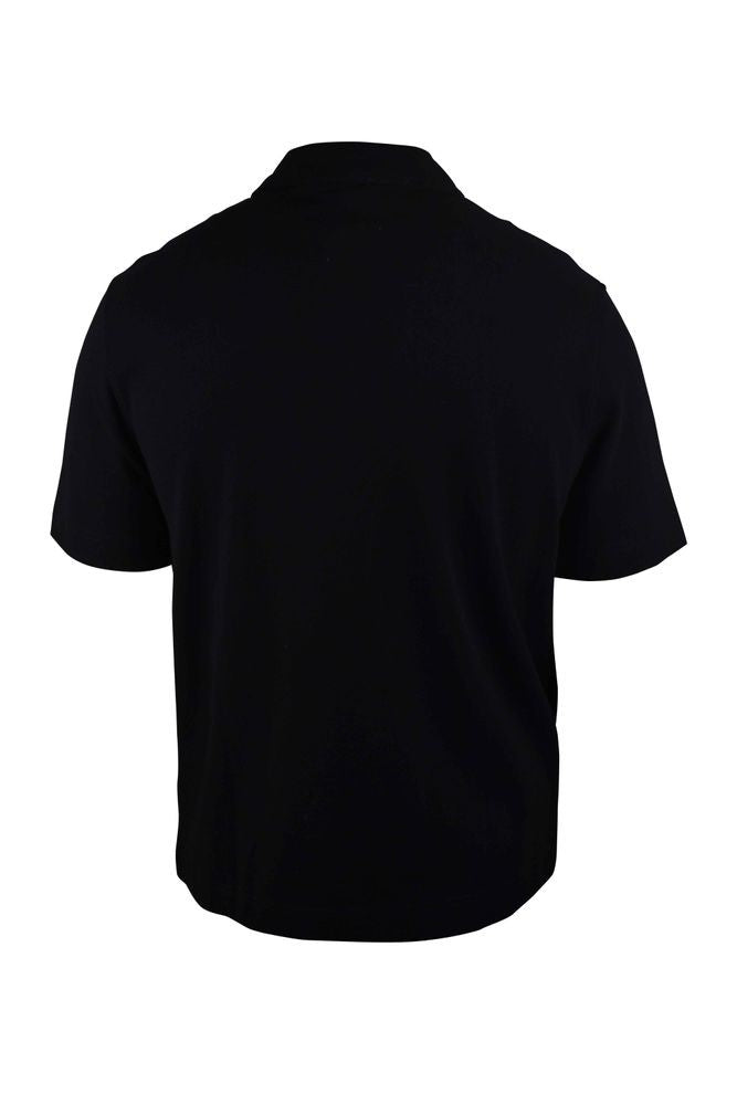 Palm Angels Button-Down Black Polo Shirt With Logo Patch