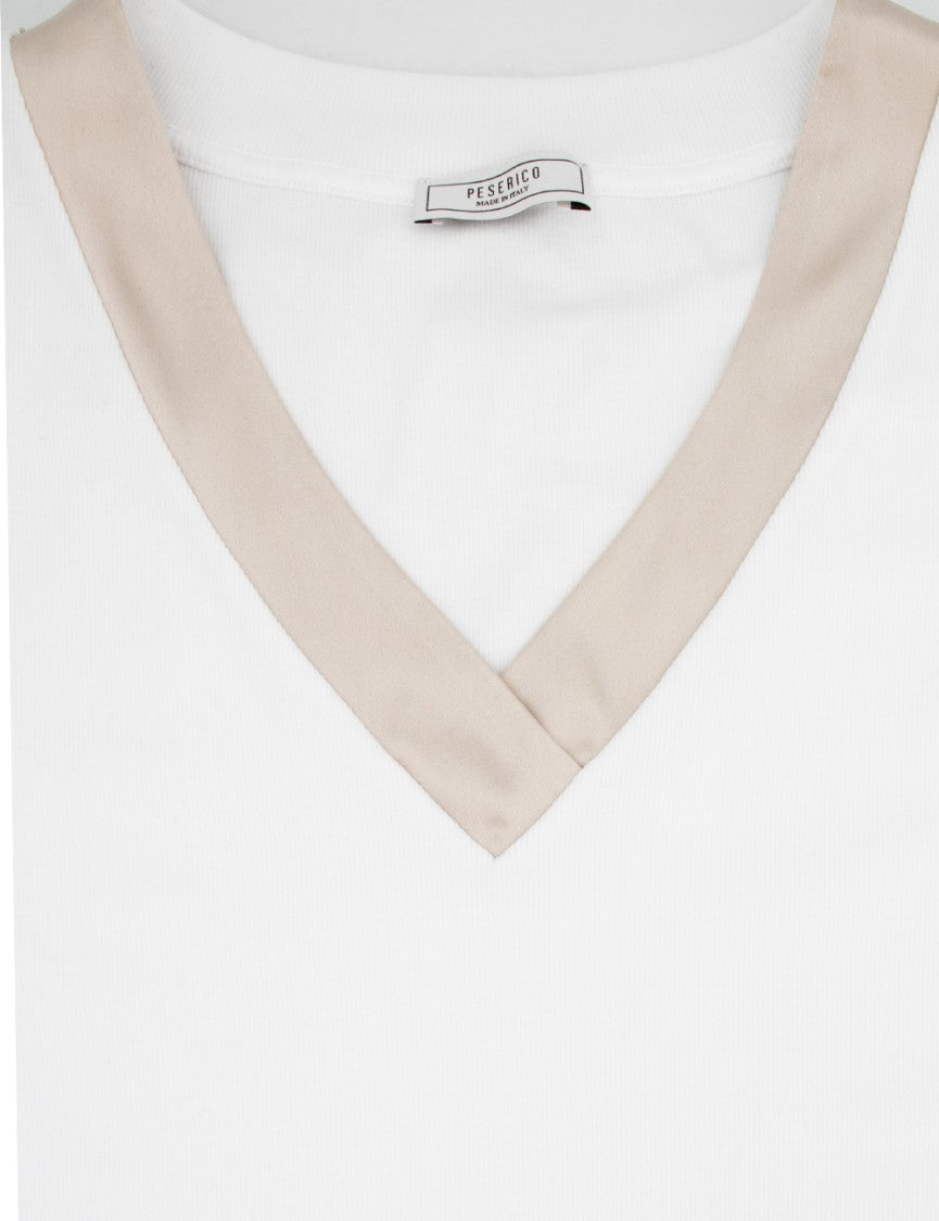 Peserico Sleeveless Cotton Top With Striking V-Neckline