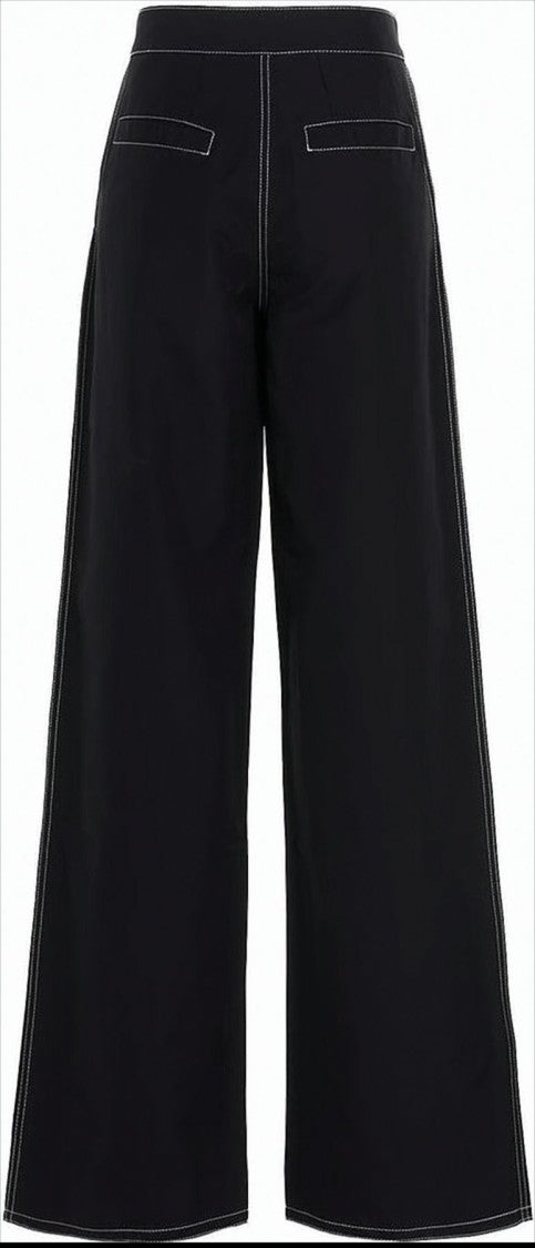Sunnei Wide-Leg Cropped Pants With Contrast Stitching