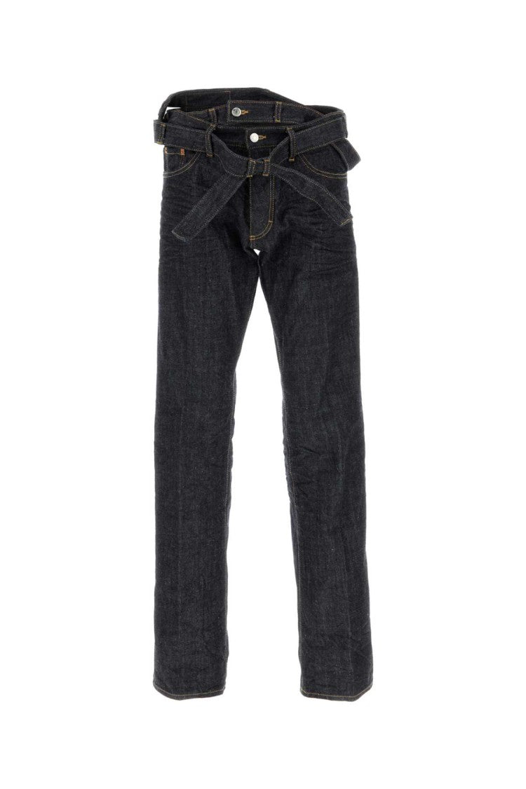 Dsquared2 Straight-Leg Blue Denim Butch Jeans With Contrast Stitching