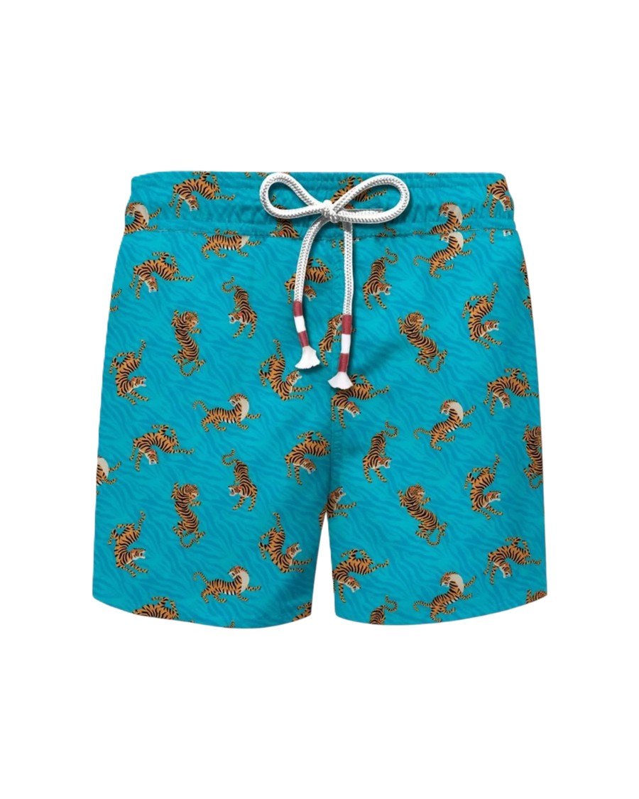 Mc2 Saint Barth Light Blue Lighting Printed Swim Shorts