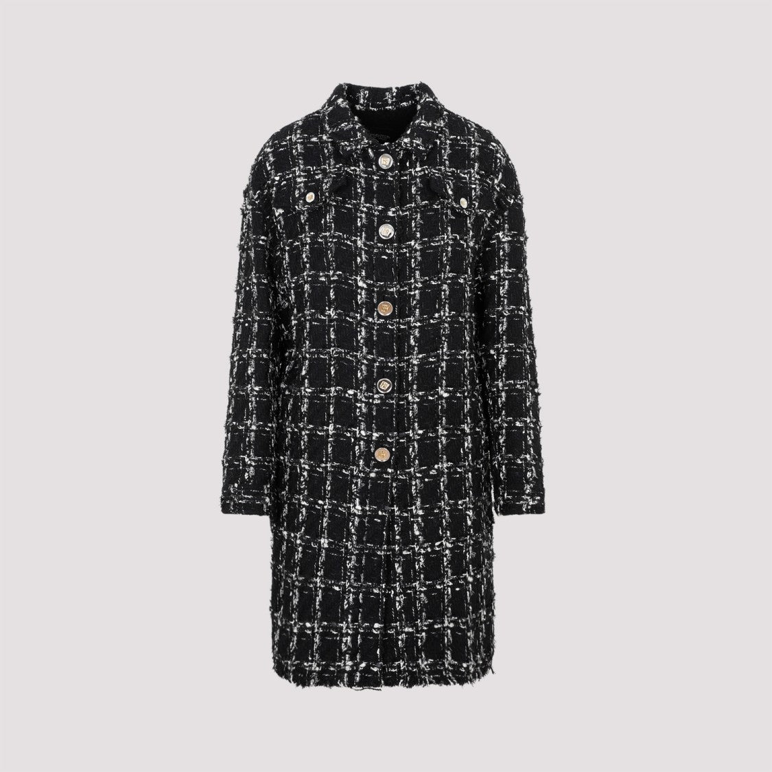 Giambattista Valli Black And White Checked Bouclé Coat