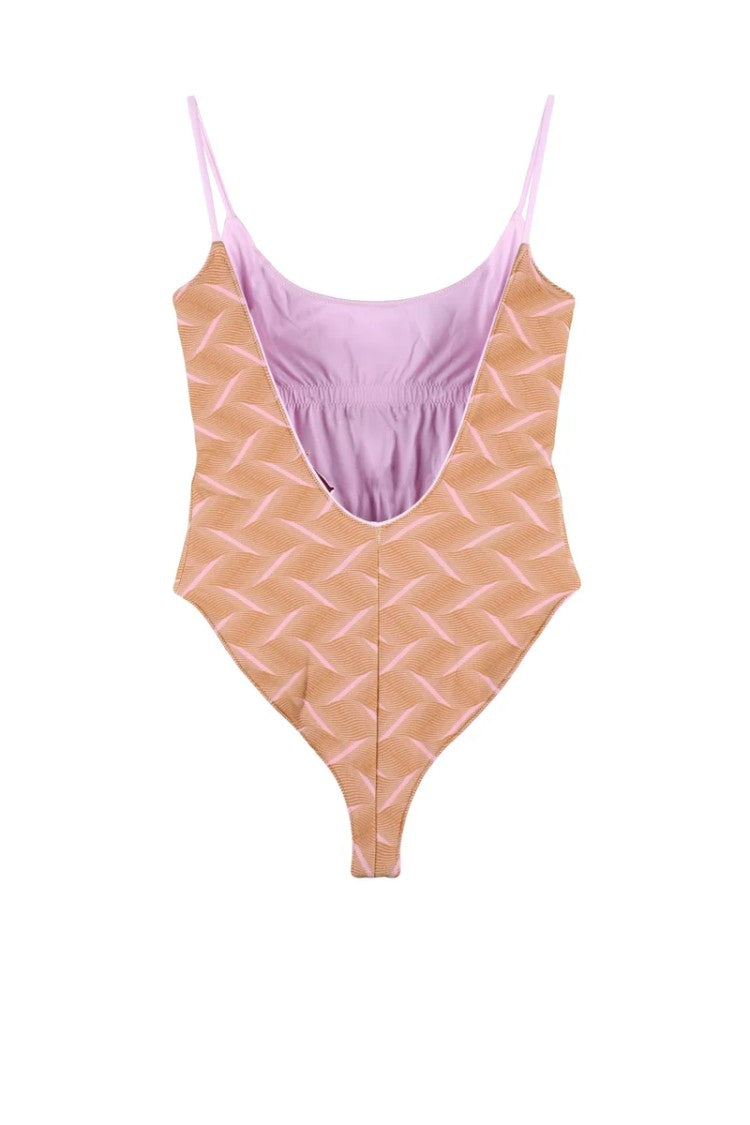 Sucrette Sucrette One-Piece Swimsuit With Wave Pattern