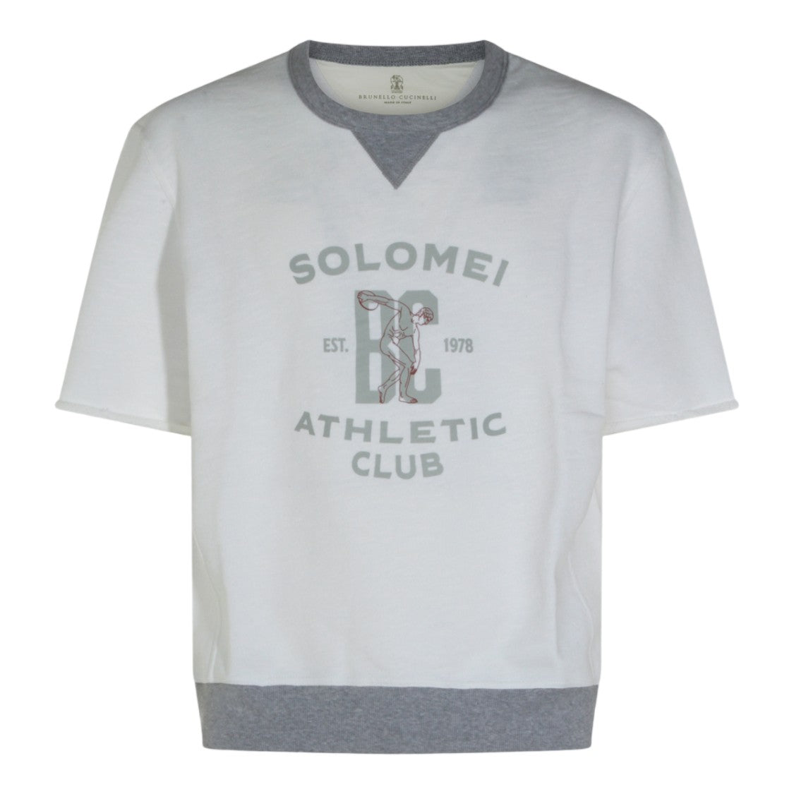 Brunello Cucinelli Short-Sleeve Sweater With Contrast Ribbed Trims