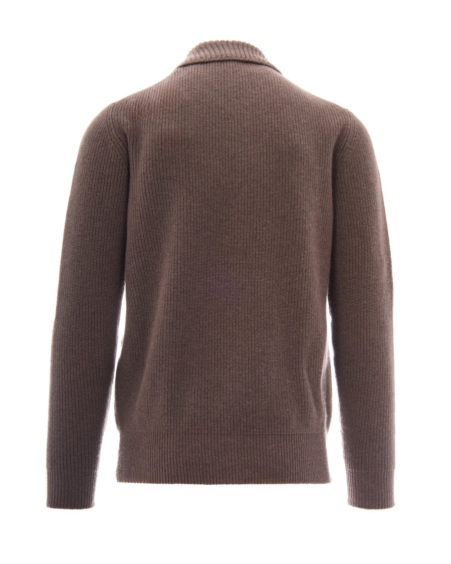 Ballantyne Wool Ribbed Knit Polo Sweater