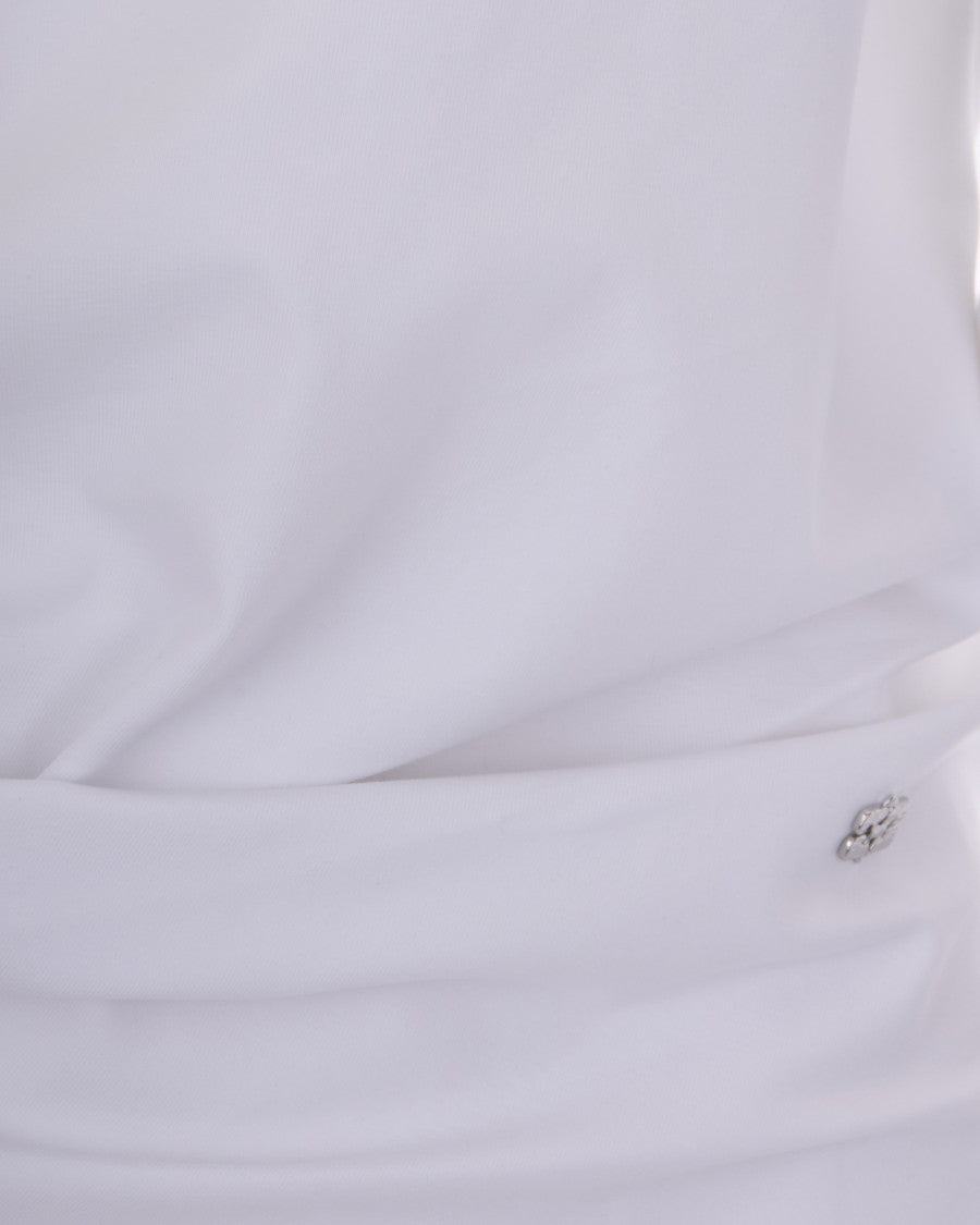 Ganni Heavy Stretch Draped Top In Bright White