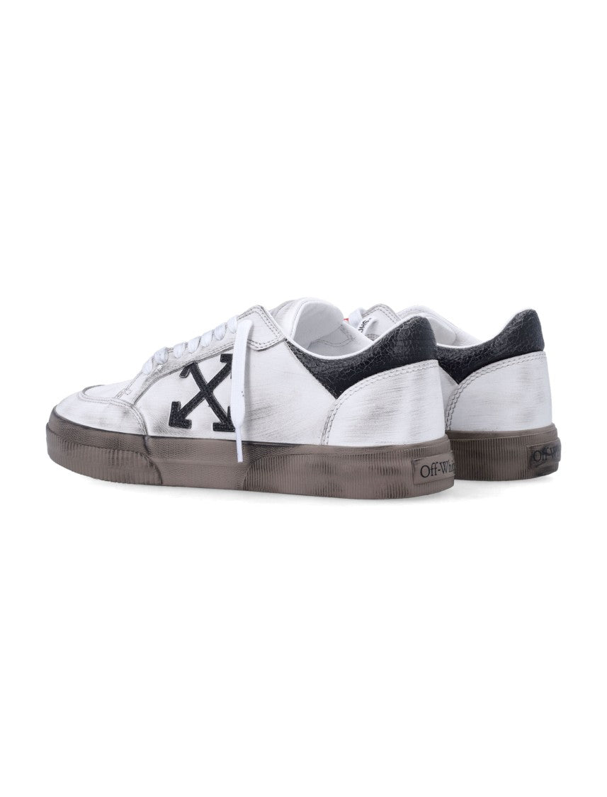 Off-White Low-Top Distressed White Sneakers With Signature Arrow Logo