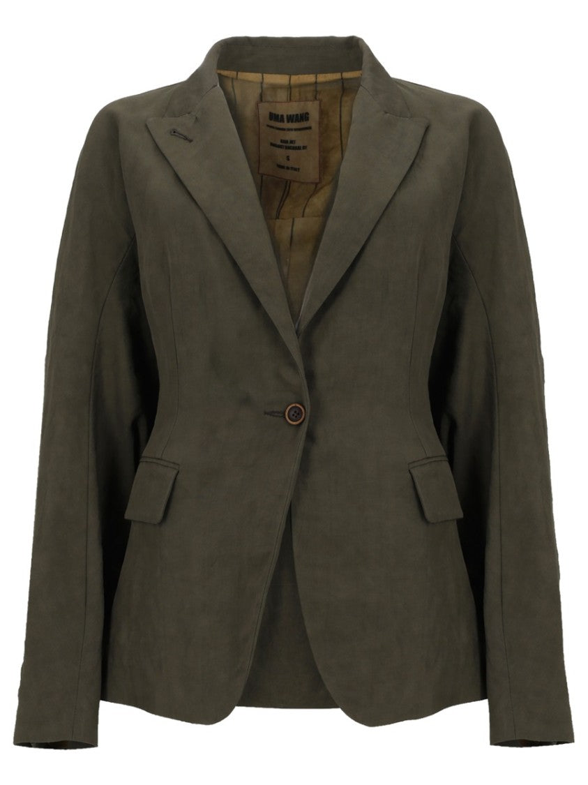 Uma Wang Kaia Fitted Single-Button Cape Jacket
