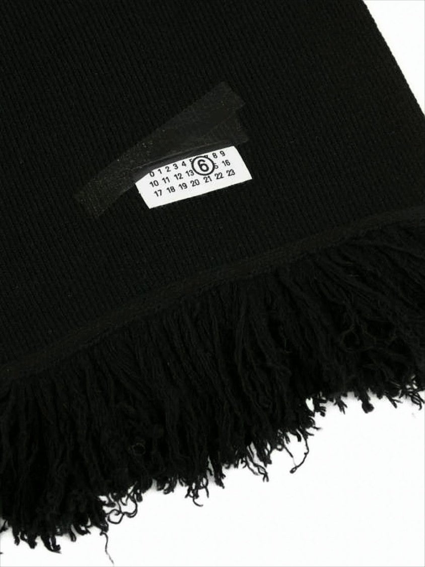 Mm6 By Maison Margiela Ribbed Texture Rectangle Scarf With Fringed Ends