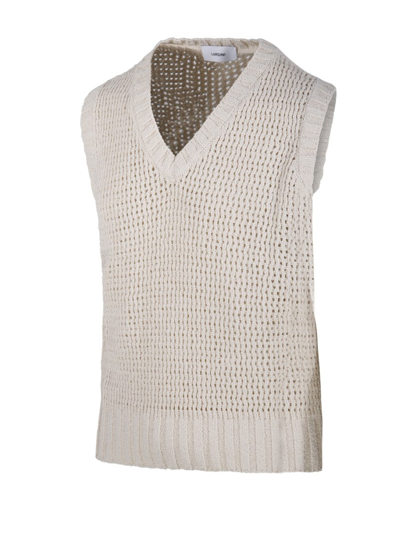 Lardini V-Neck Textured Knit Gilet