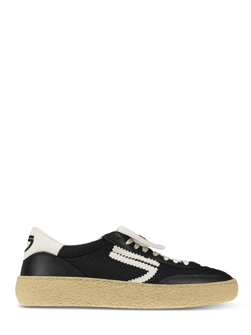 Puraai Textured Black Sneakers With Chunky White Tongue