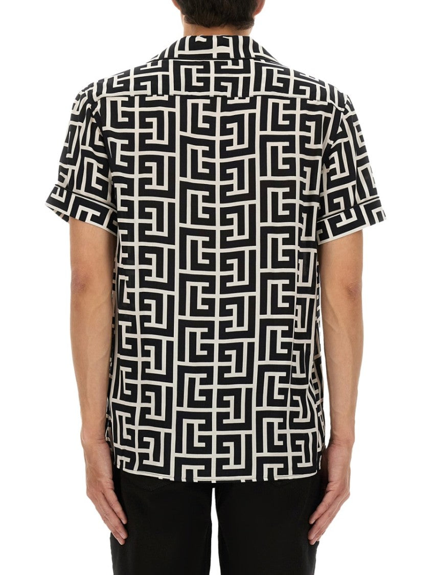 Balmain Monogram Print Pajama Shirt