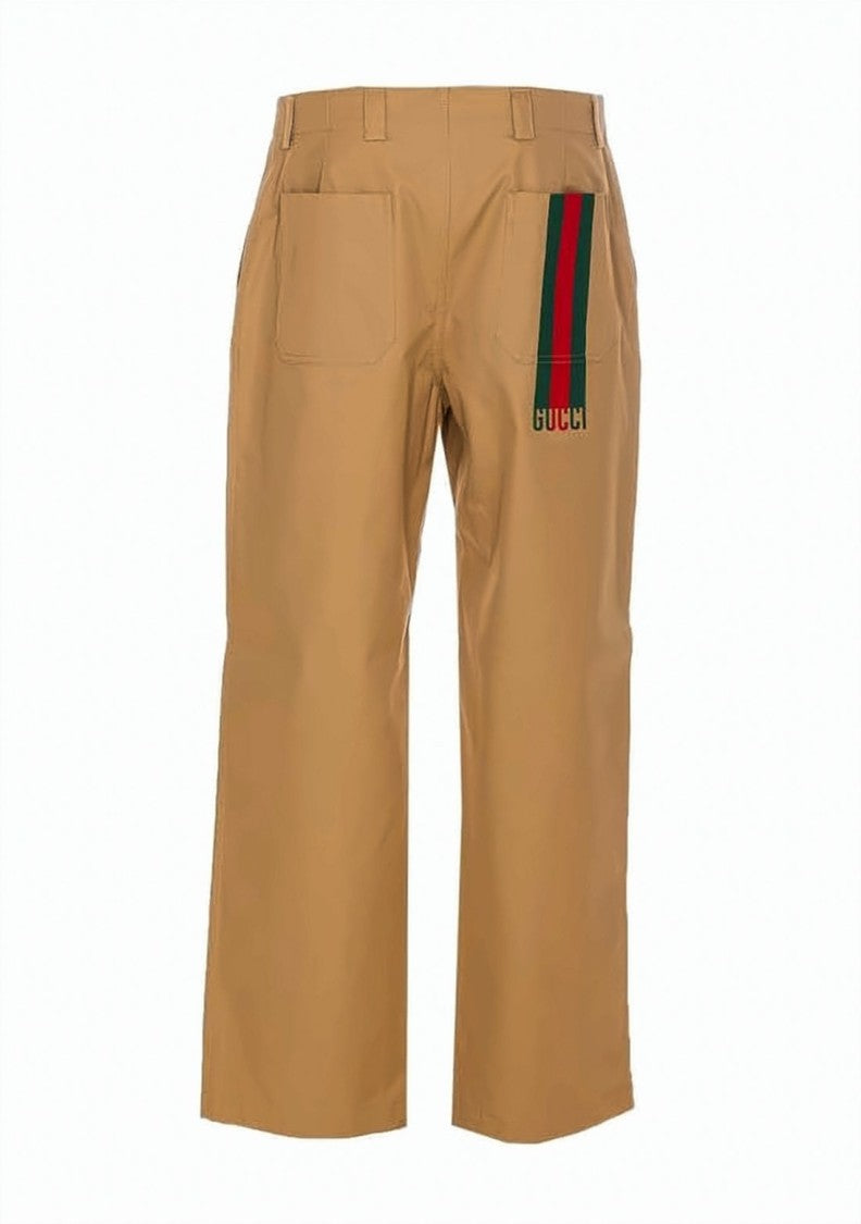 Gucci Straight Pants With Mid-Rise Waist And Green-Red Stripe