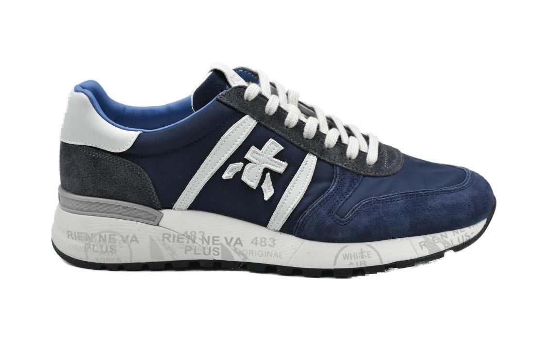 Premiata Blue Low-Top Sneakers With Iconic Logo