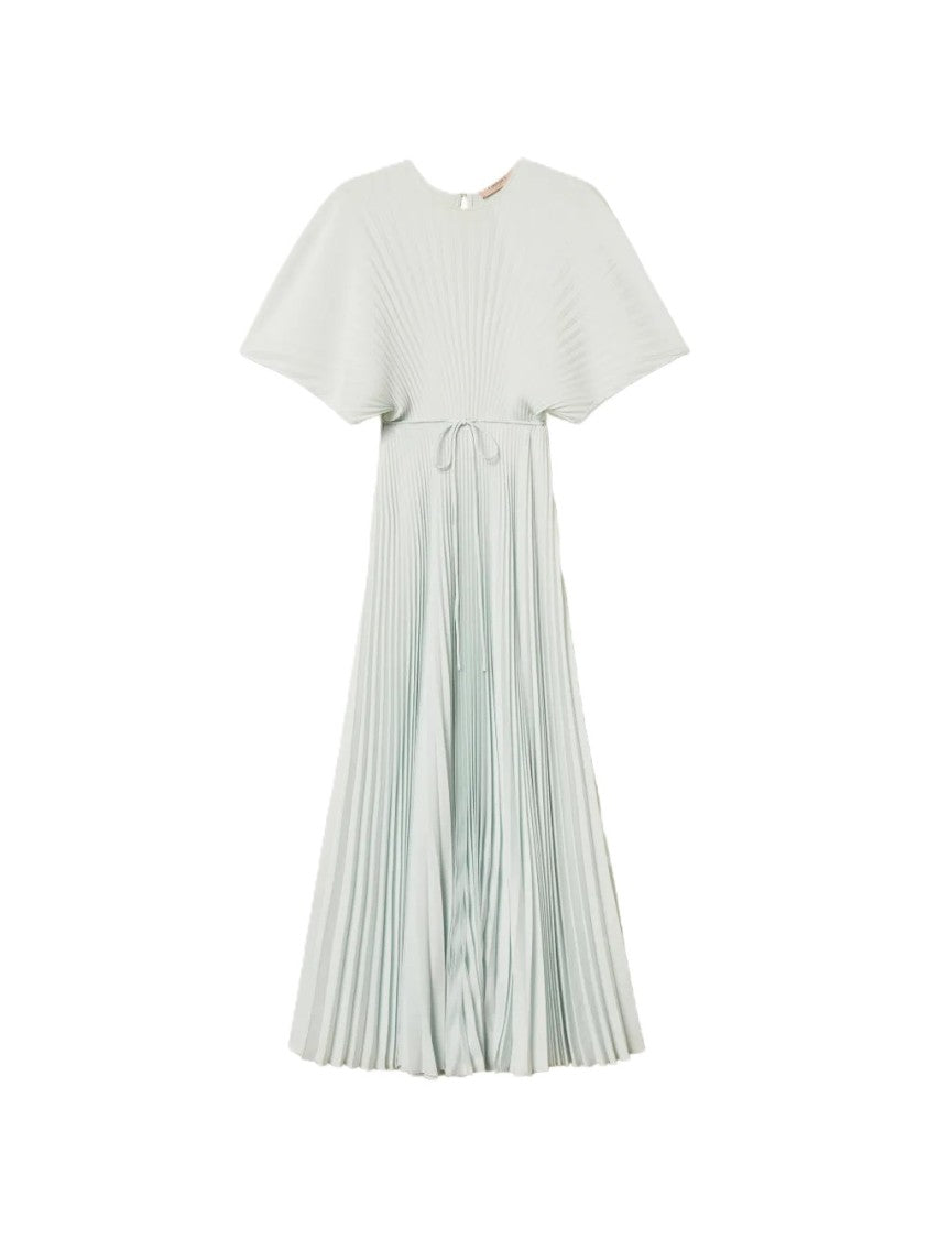 Twin-Set Pleated Maxi Dress With Cinched Waist