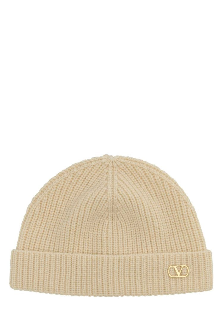 Valentino Garavani Sand Cashmere Beanie Hat