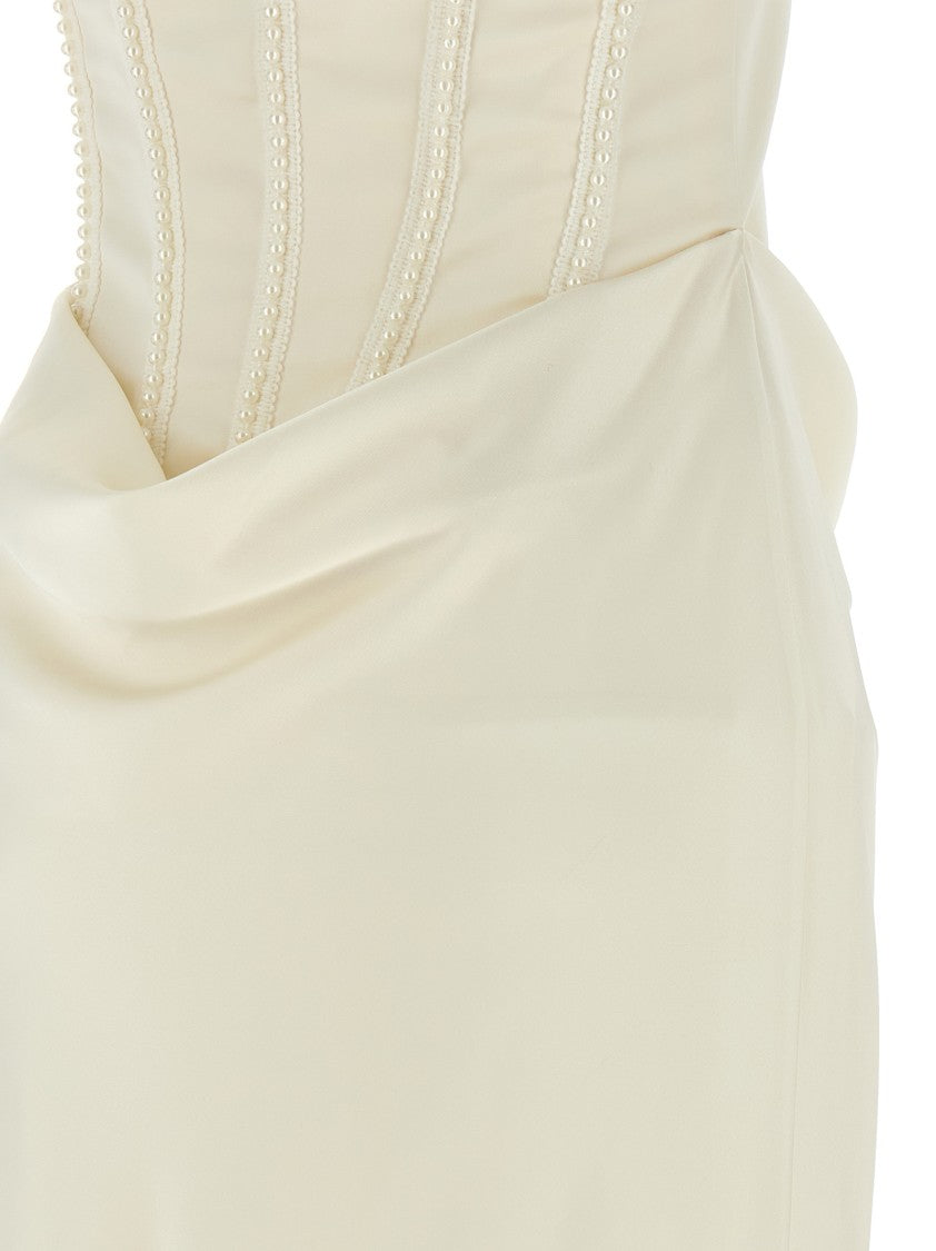 Rotate Birger Christensen Long Silk-Effect Dress With Padded Corset