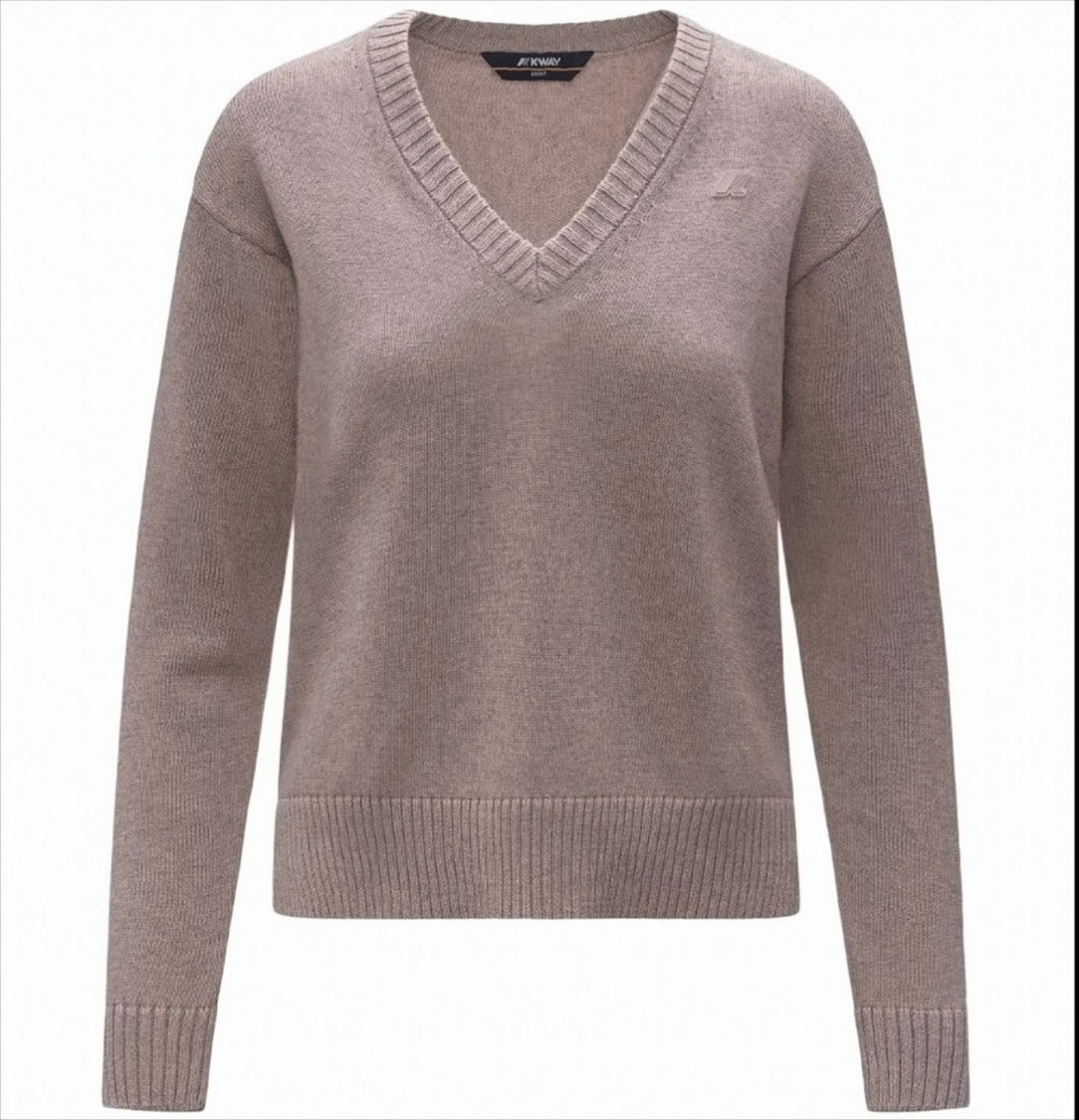 K-Way Lightweight V-Neck Knit Sweater In Cotton Cashmere Blend