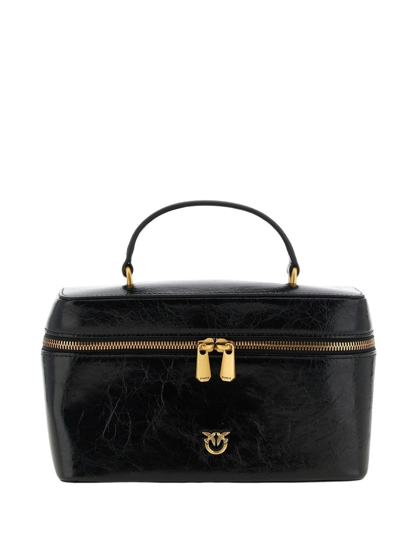Pinko Glossy Rectangular Vanity Case With Gold-Tone Accents
