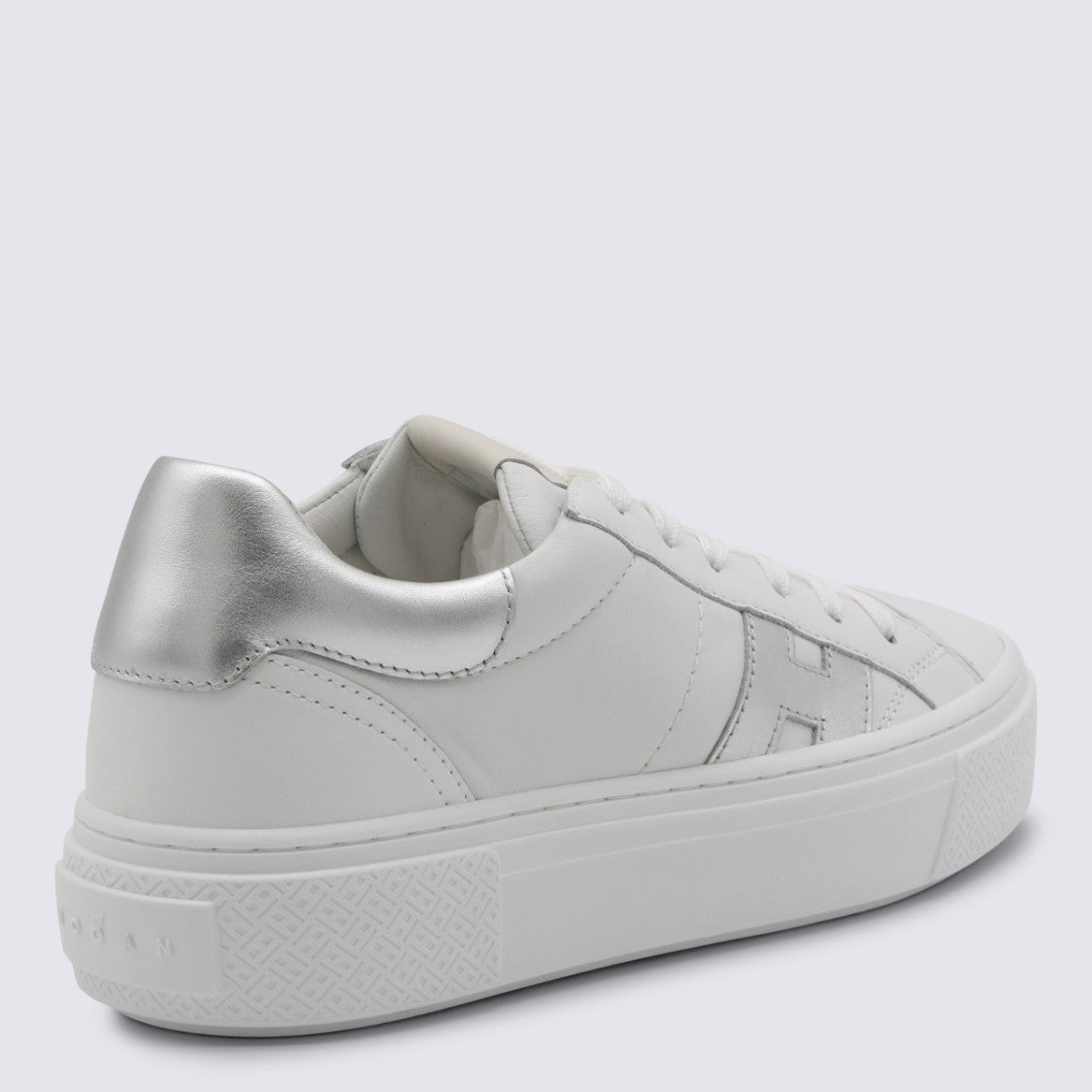 Hogan White Leather Sneakers With Silver Accents