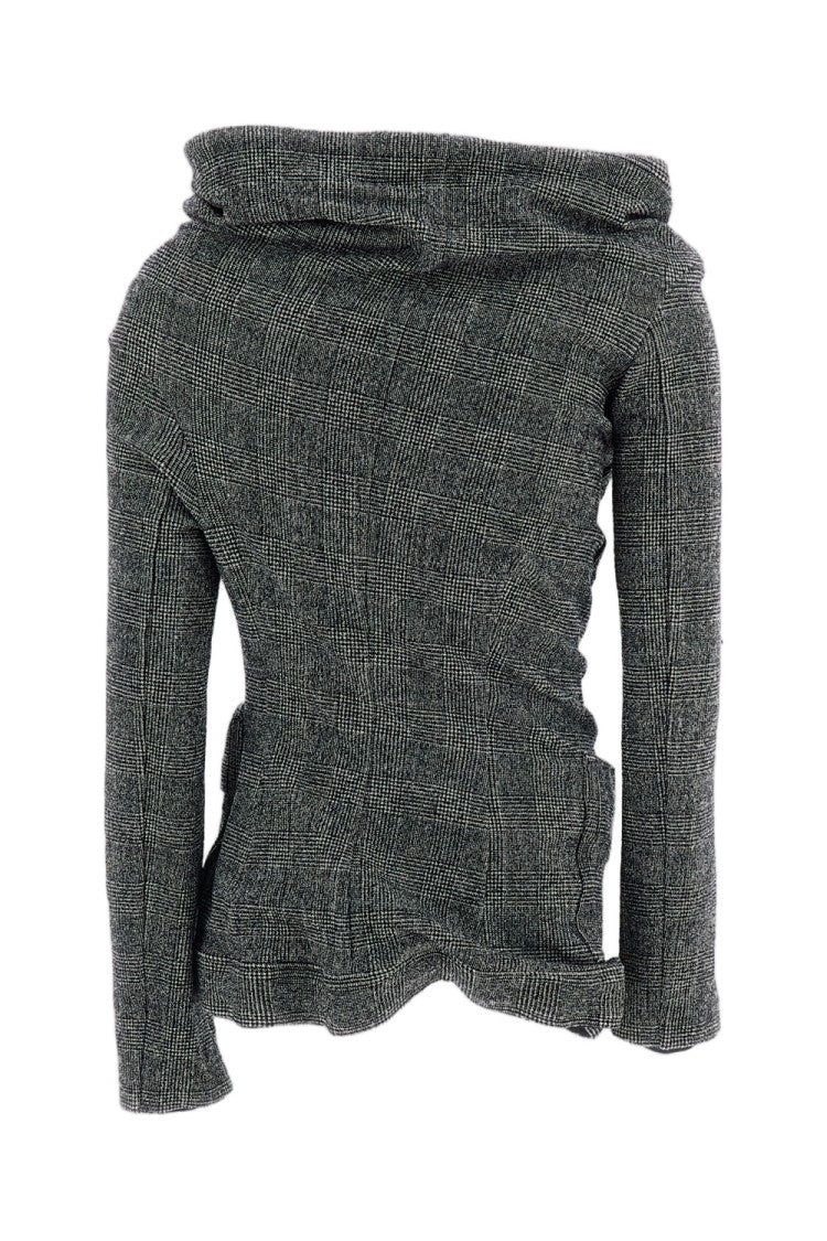 Junya Watanabe Check Wool-Blend Velvet Trim Unstructured Knit Jacket