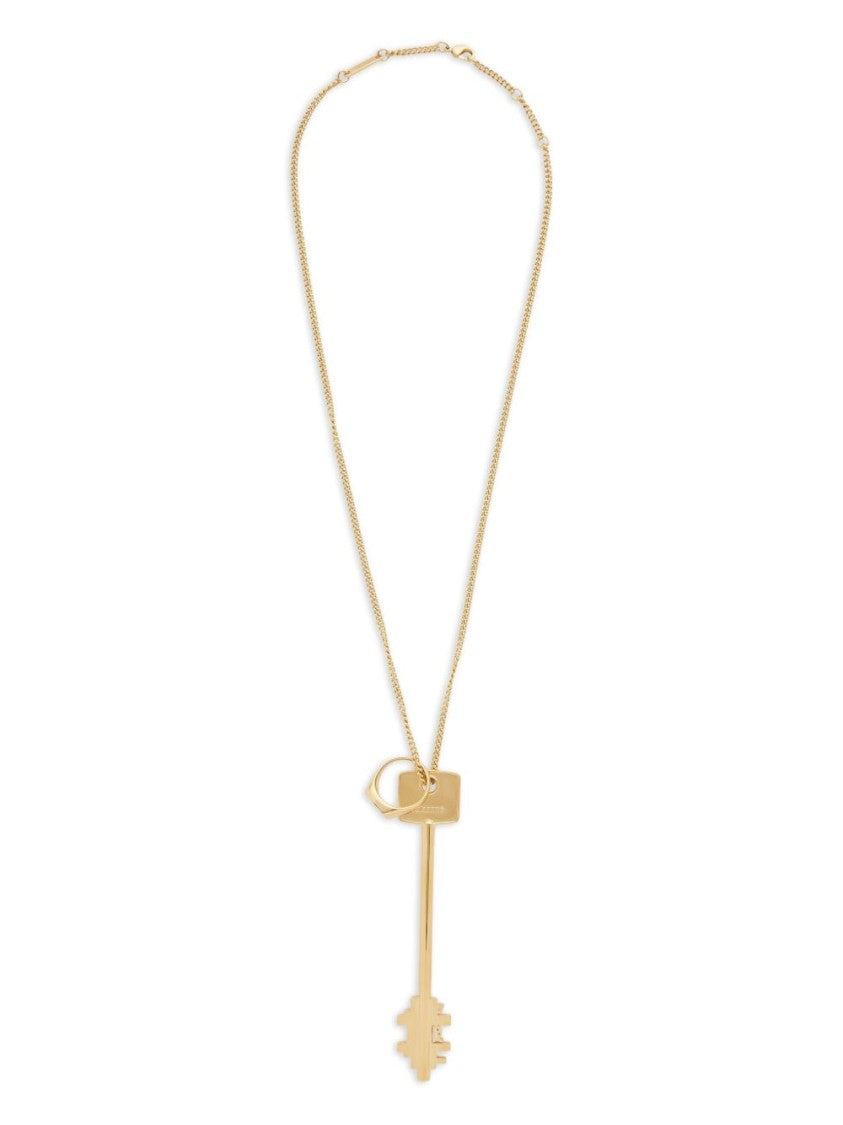 Rabanne Elongated Gold Key Pendant Necklace With Geometric Design